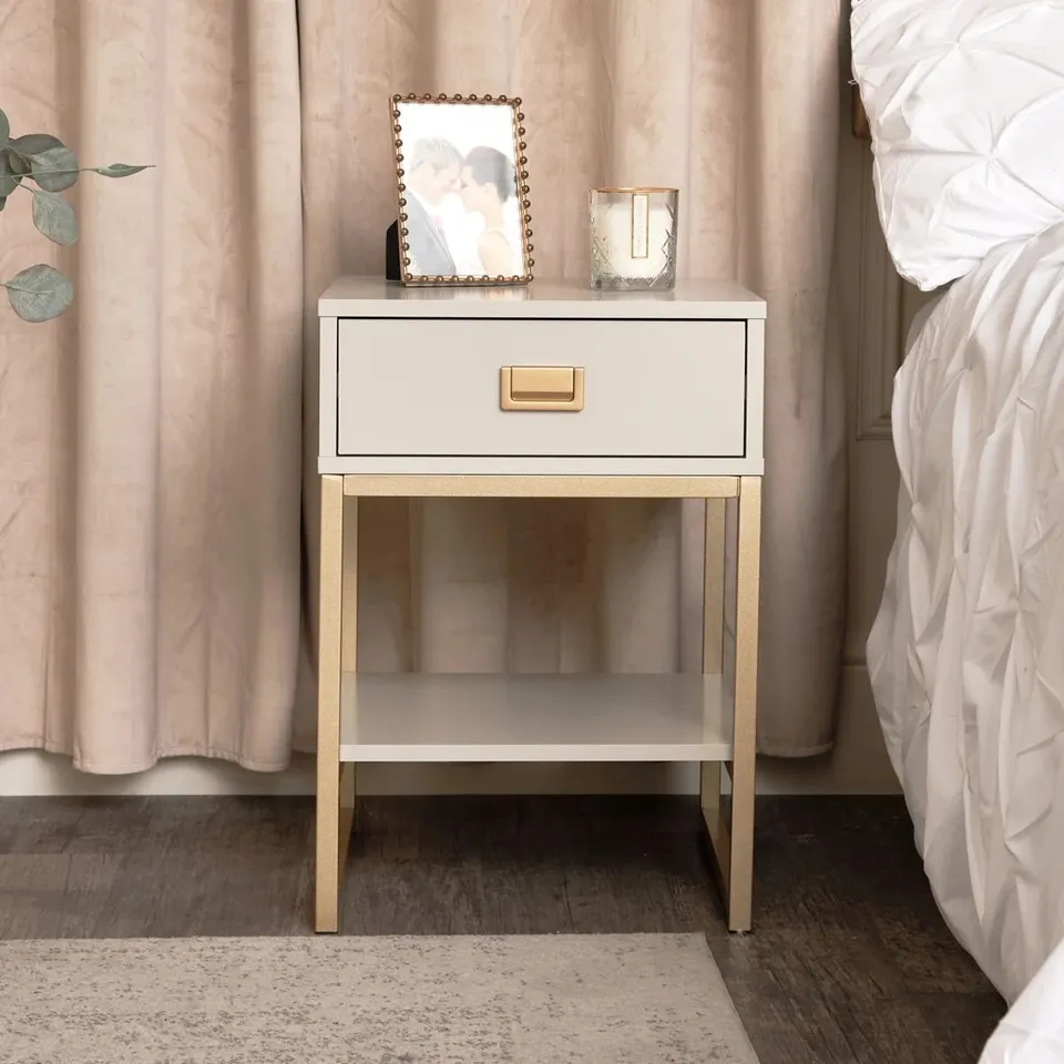 BOXED MELODY MAISON ONE DRAWER BEDSIDE TABLE - ELLE STONE RANGE