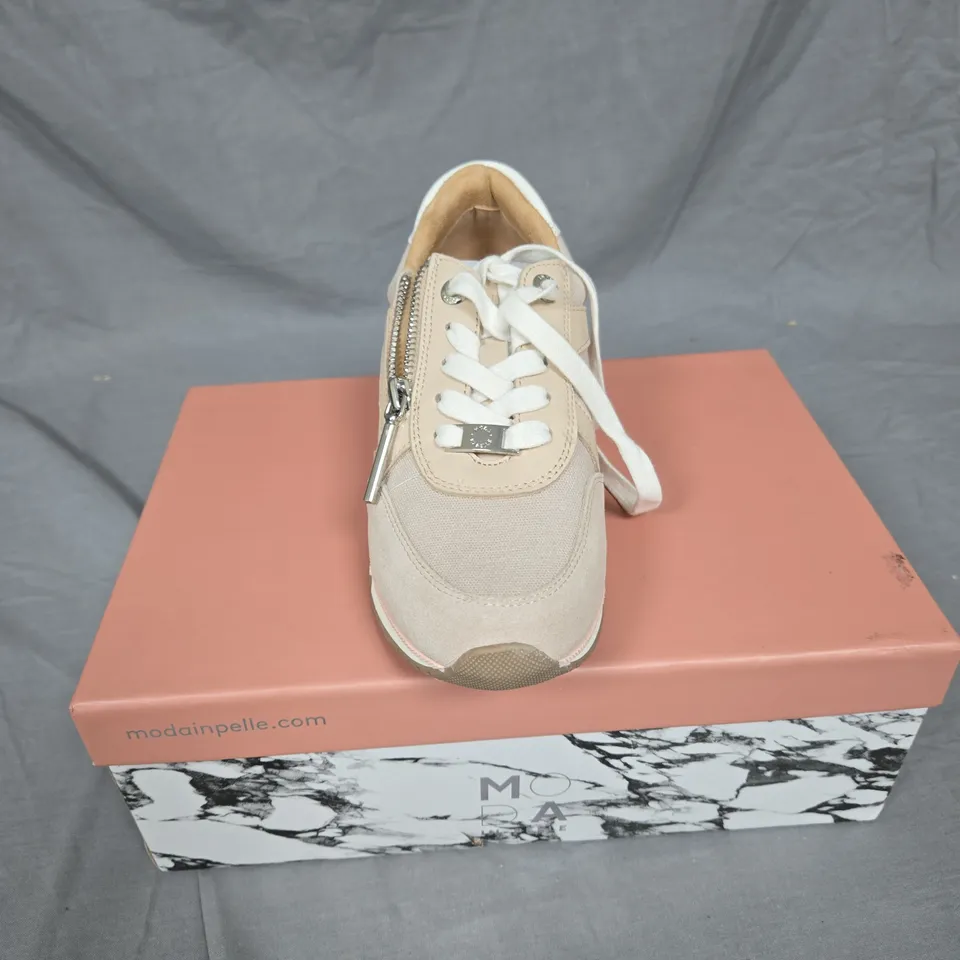 MODA IN PELLE WOMEN'S BEIGE TRAINERS WITH SIDE ZIP EU SIZE 37