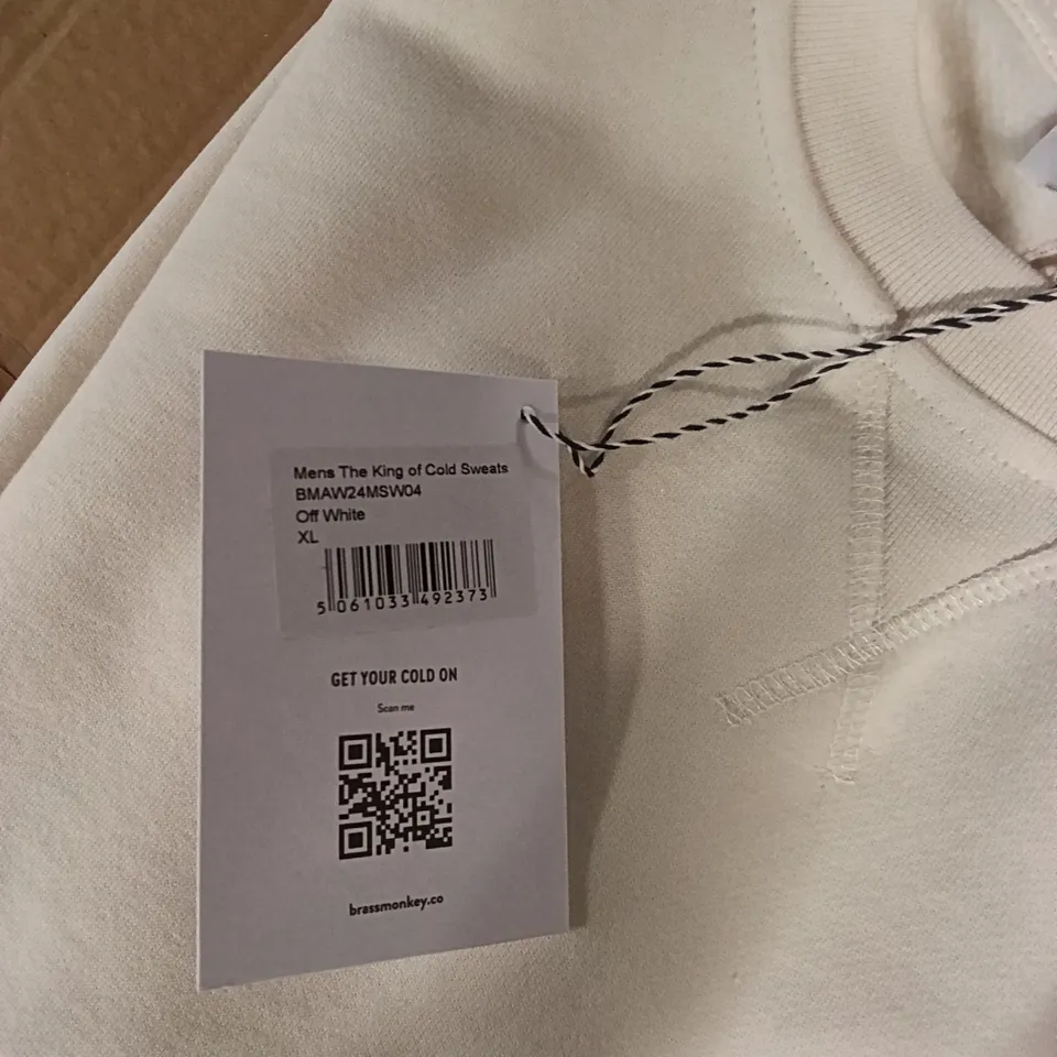 BOX OF BRASS MONKEY SWEATS - OFF WHITE SIZE XL APPROXIMATELY 12