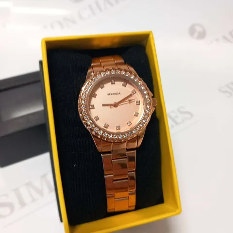 BOXED SEKONDA ROSE GOLD WRIST WATCH