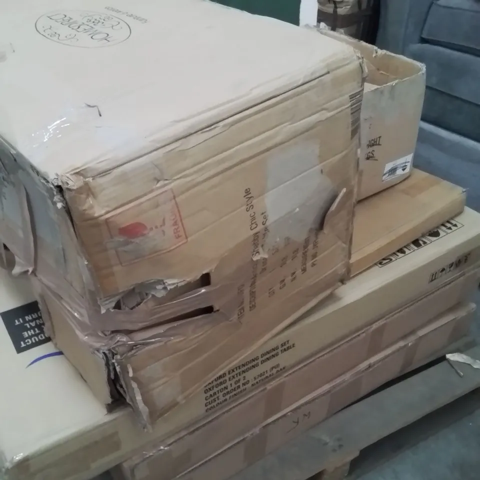 PALLET CONTAINING VARIOUS INCOMPLETE BOXED FURNITURE PARTS