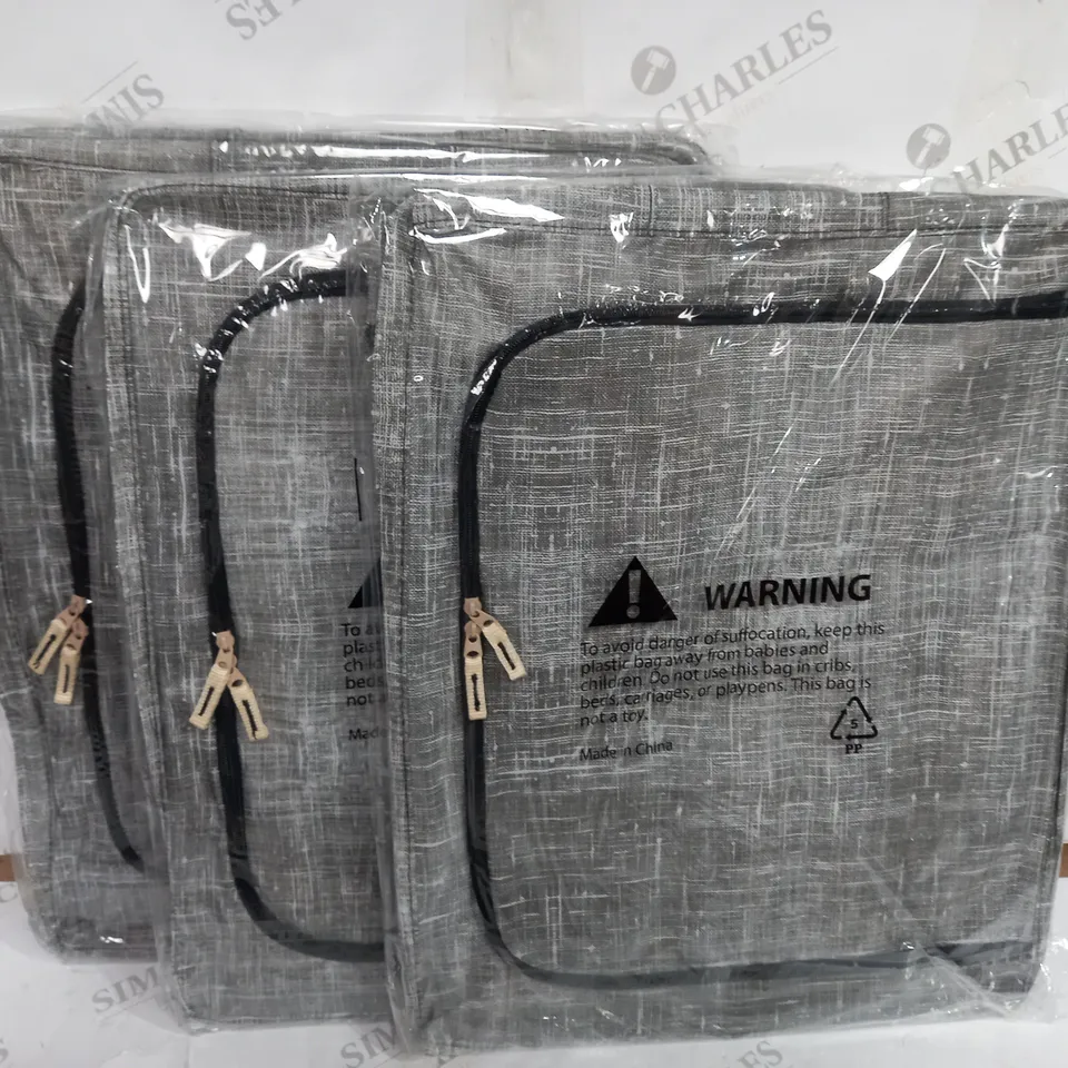 LOT OF 3 GREY COLLAPSIBLE STORAGE TUBS WITH VIEWING WINDOW