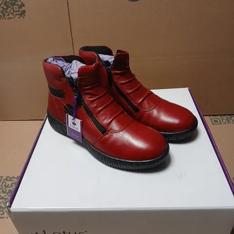 LOTUS RED LEATHER ANKLE BOOTS – UK 4