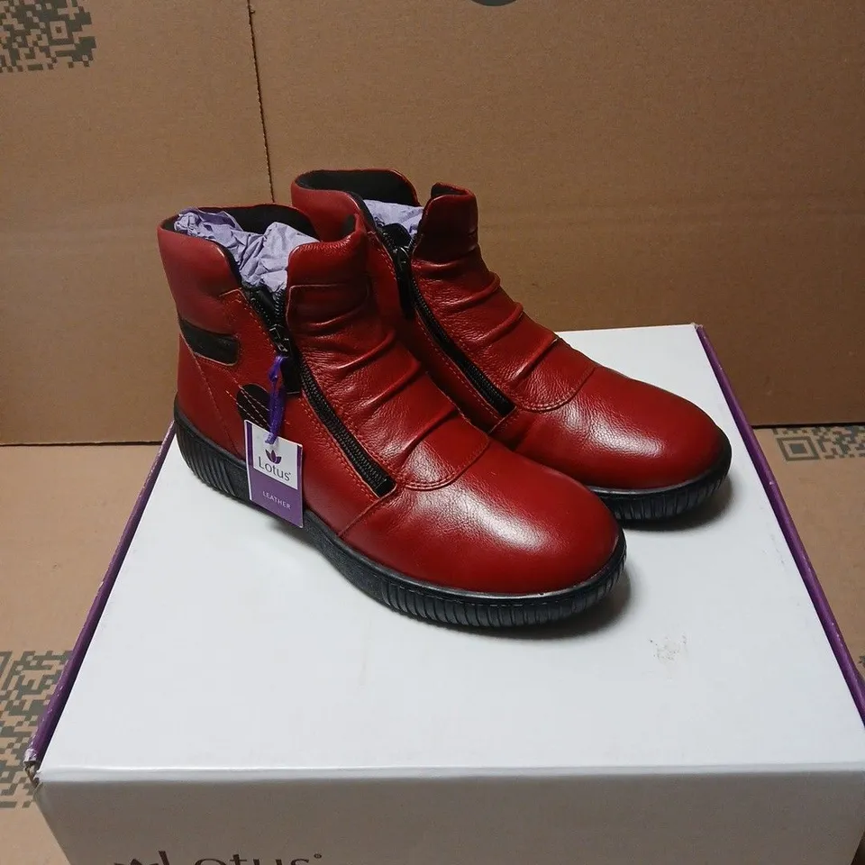 LOTUS RED LEATHER ANKLE BOOTS – UK 4