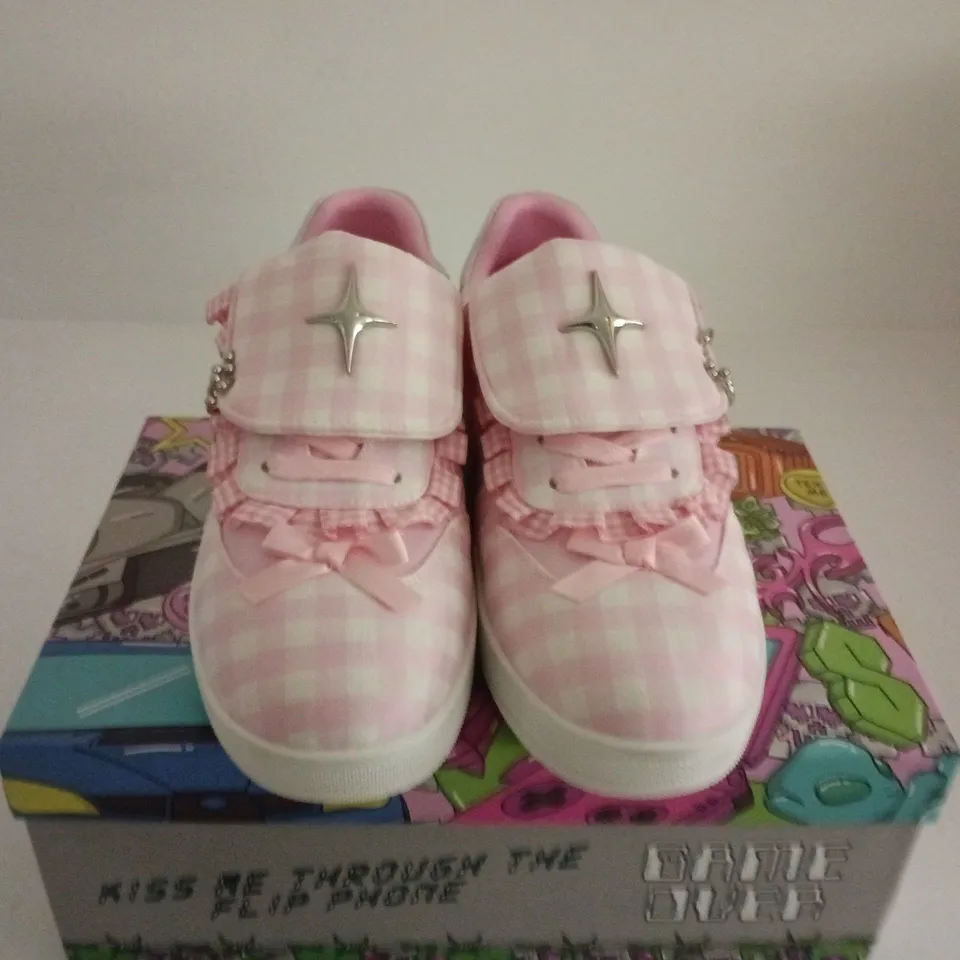 BOXED PAIR OF KOI MAGIC RABBIT PINK GINGHAM FLAT SHOES – UK 6