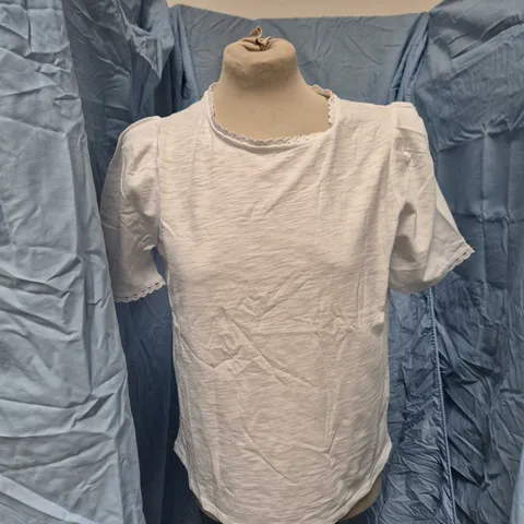 BODEN WOMEN'S WHITE SHORT-SLEEVE TOP, UK 8 (US 4, DE 34, FR 36) MADE IN VIETNAM