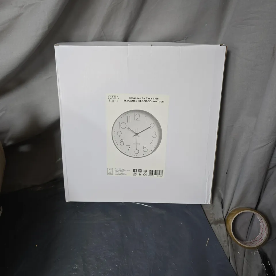 CASA CHIC ELEGANCE CLOCK 30 – WHITE & GOLD (BOXED)