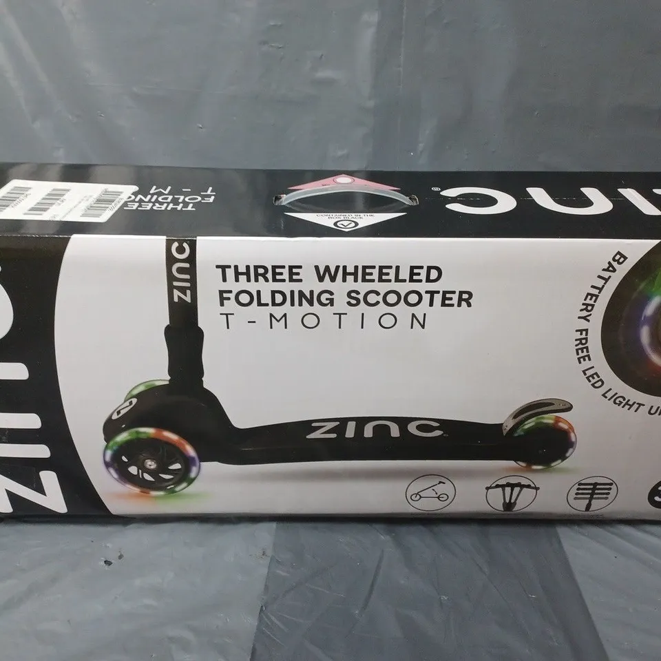 ZINC THREE WHEELED FOLDING T-MOTION SCOOTER RRP £54.99