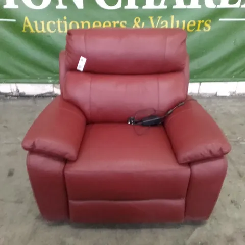 QUALITY ITALIAN DESIGNER PATRIZIO SMALL ARMS ELECTRIC RECLINER CHAIRS - DARK RED LEATHER