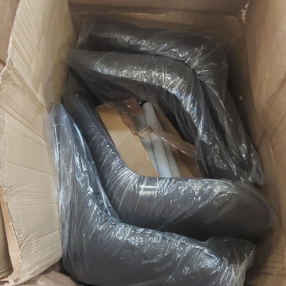 BOXED SET OF 4x FABRIC UPHOLSTERED DARK GREY DINING CHAIRS 
