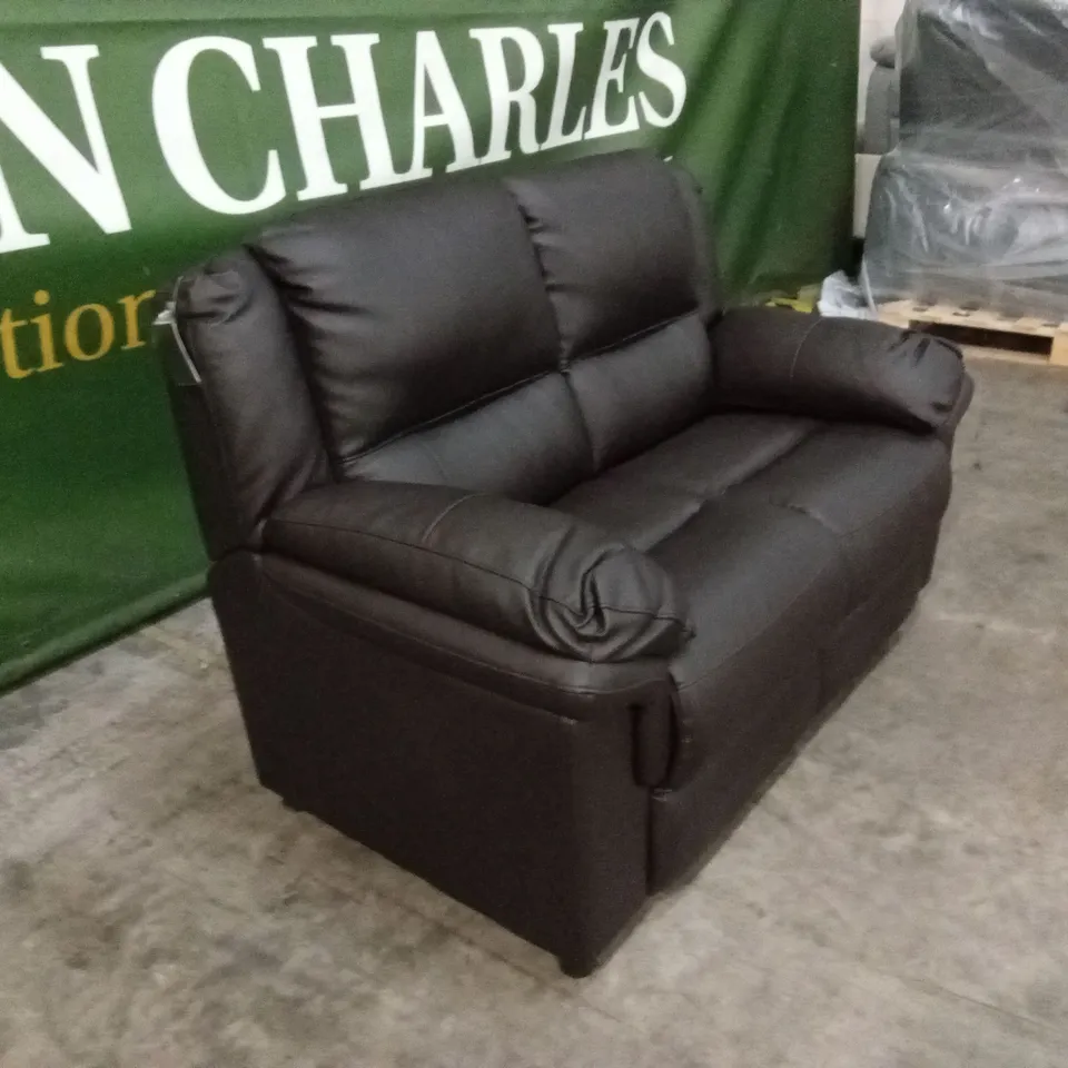 ALBION LUXURY FAUX LEATHER HIGH BACK 2 SEATER SOFA - CHOCOLATE RRP £519