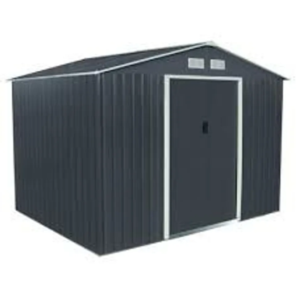 BOXED 9FT W × 6FT D APEX METAL SHED (3 BOXES)
