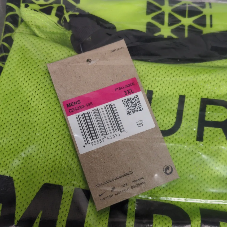 NIKE MENS FOOTBALL JERSEY – NEON GREEN MURPHY 27, UK SIZE 3XL