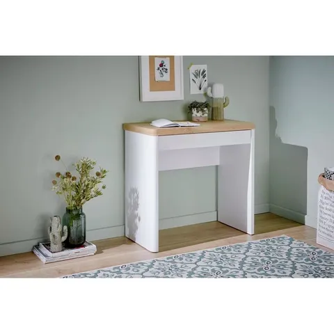 BOXED HOLLICE DESK - OAK/WHITE (1 BOX)