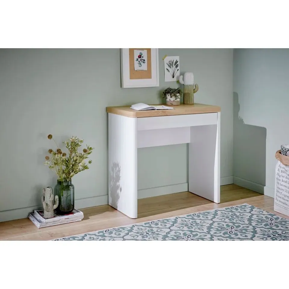 BOXED HOLLICE DESK - OAK/WHITE (1 BOX)