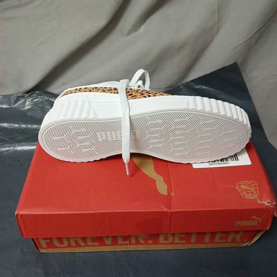 PUMA SIZE 5 GIRLS CARINA 3.0 ANIMAL WHITE BOXED