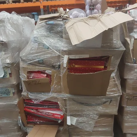 PALLET CONTAINING A VERY LARGE QUANTITY OF ASSORTED ITEMS INCLUDING: SCENTED TEALIGHT ADVENT CALENDARS, CHRISTMAS PAPER STORAGE CASES, LUXURY BAUBLES ECT
