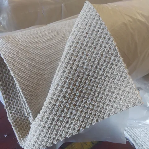 ROLL OF QUALITY DESIGNER STYLE BOUCLE CARAMEL CARPET - APPROXIMATELY 9 x 4m