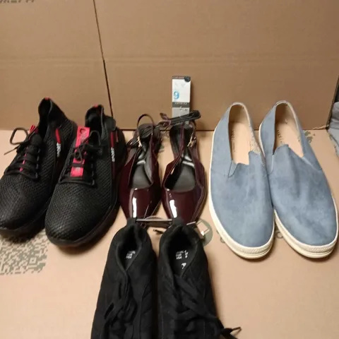 APPROXIMATELY 15 PAIRS OF ASSORTED SHOES TO INCLUDE - BOOTS - SLIPPERS - TRAINERS ETC