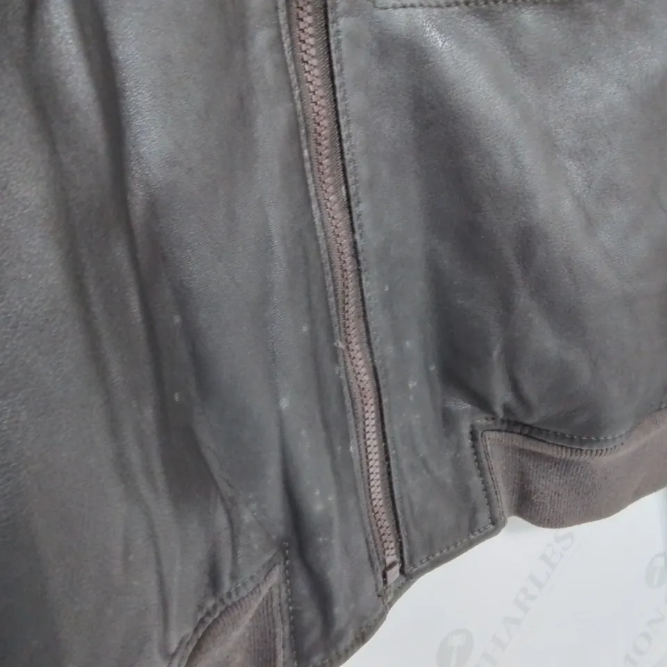 ARMANIJ3ANS BROWN LEATHER JACKET - GB 40