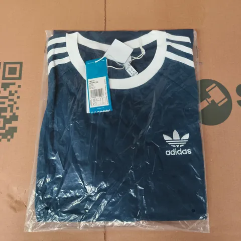 BAGGED ADIDAS 3-STRIPES T-SHIRT IN BLUE/WHITE SIZE XL