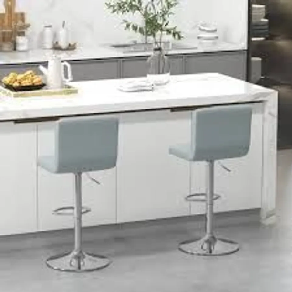 BOXED COSTWAY GREY PU LEATHER BAR STOOL SET OF 2
