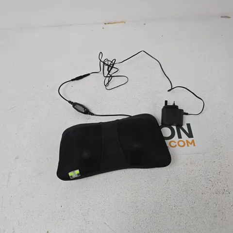 BLACK MASSAGE NECK PILLOW WITH INTEGRATED ELECTRONIC CONTROLLER 