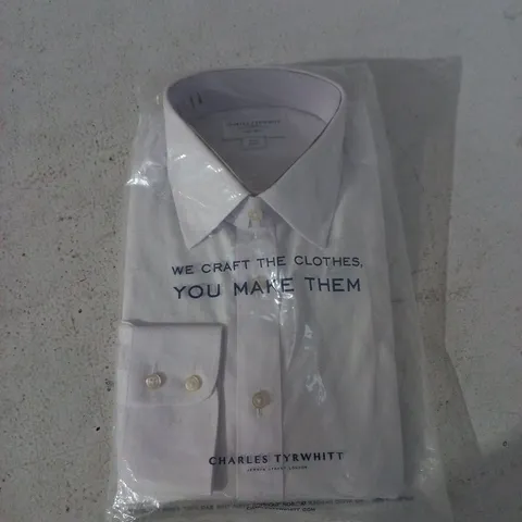 BAGGED CHARLES TYRWHITT WHITE LONG SLEEVE SHIRTS - SLIM FIT 16/34"