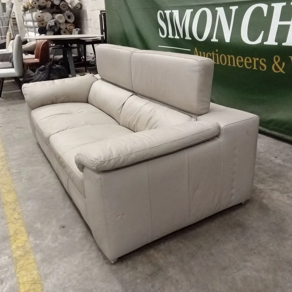 BRADY 100% PREMIUM LEATHER 3 SEATER SOFA - GREY RRP £1049