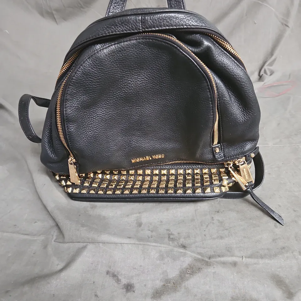 MICHAEL KORS STUDDED BACKPACK IN BLACK/GOLD ONE SIZE
