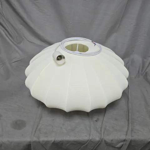 WHITE SCALLOPED PENDANT LIGHT SHADE WITH CORD