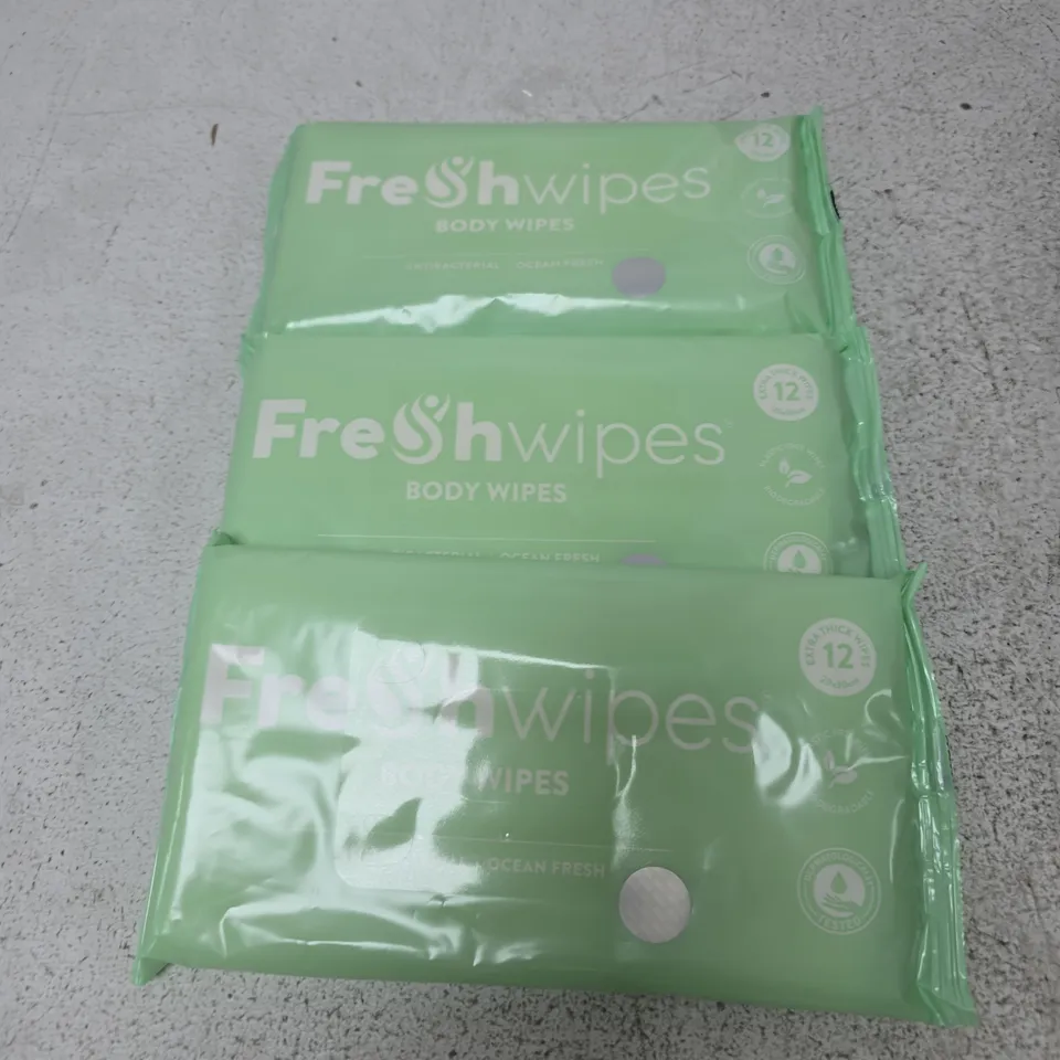 APPROXIMATELY 15 ASSORTED PACKS OF FRESH WIPES BODY WIPES