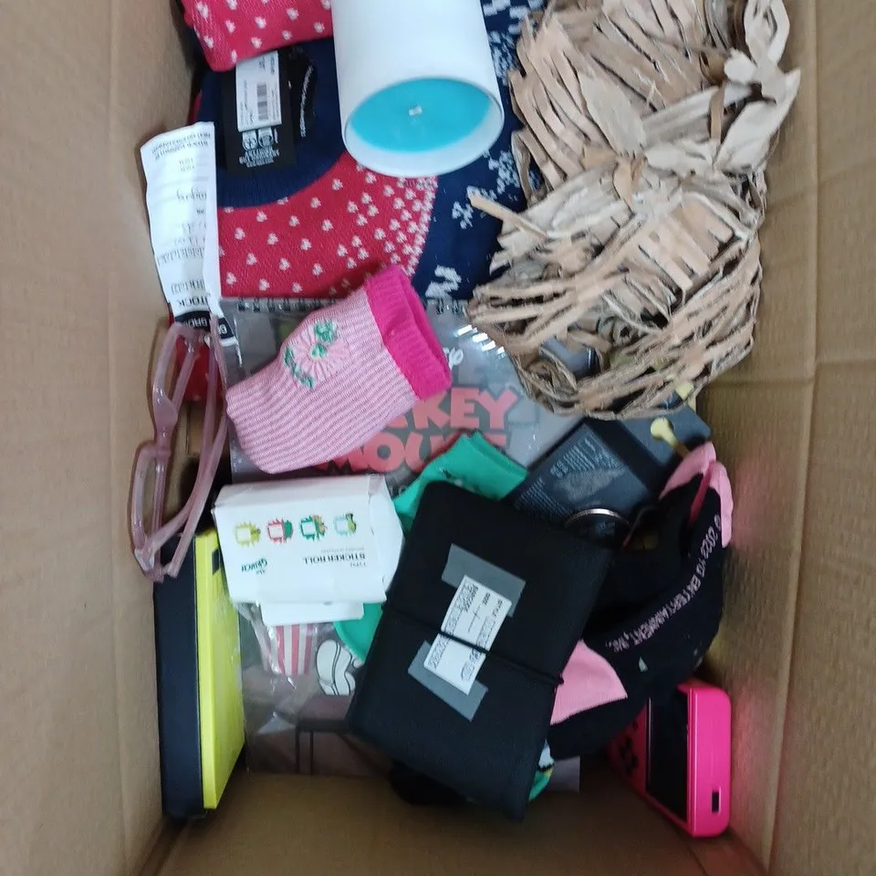 BOX OF  ASSORTED HOUSEHOLD  ITEMS  TO INCLUDE , CALENDERS , NOTEBOOKS  AND CANDLES