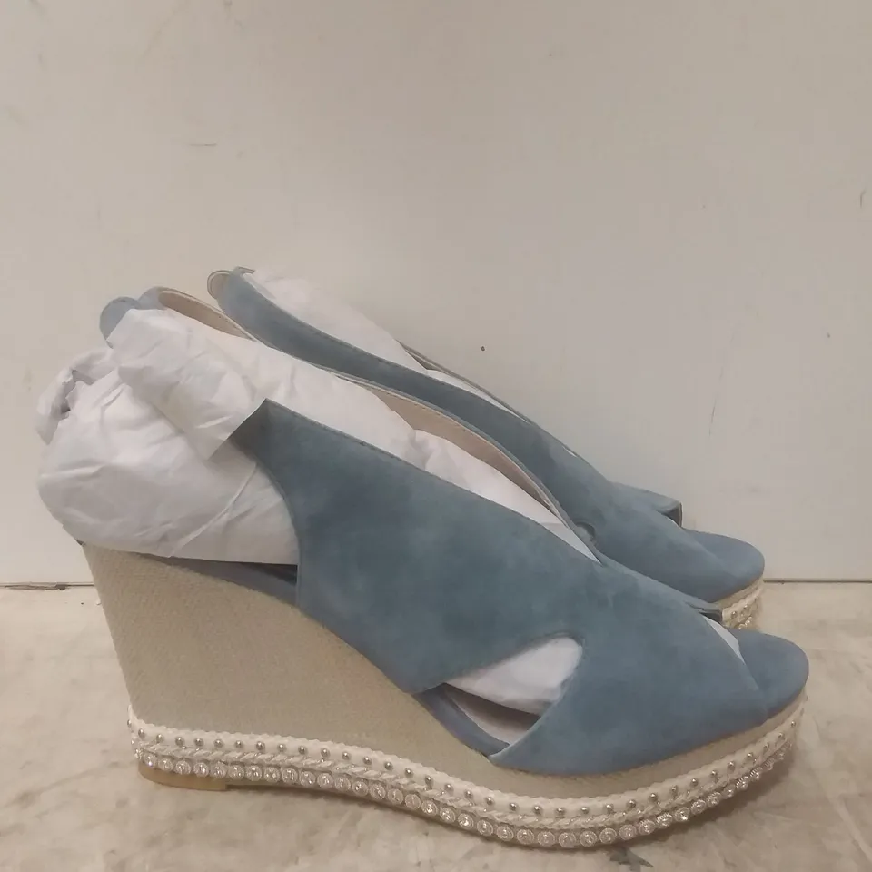 BOXED PERIAR LIGHT BLUE SUEDE HIGH HEEL WOMENS SHOES - SIZE UK 40