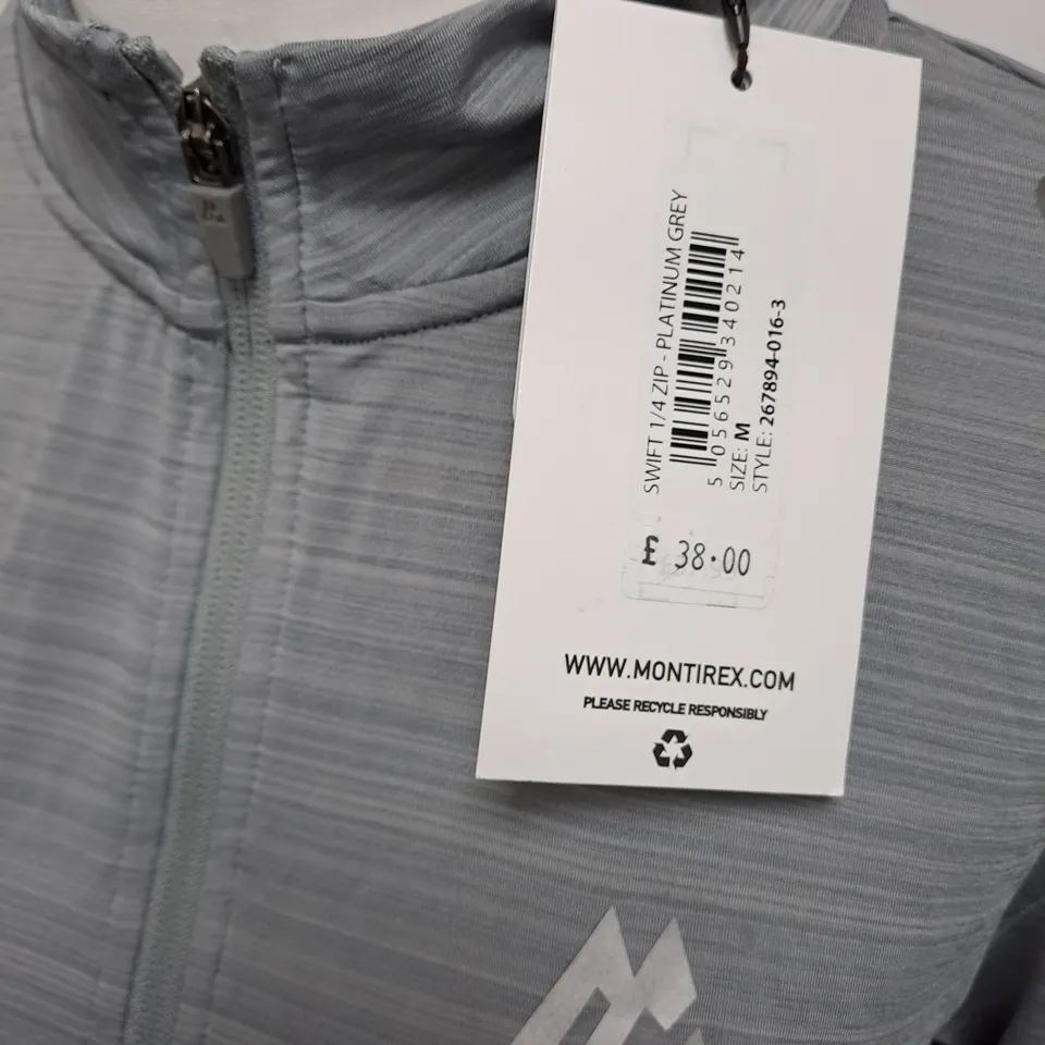 MONTIREX SWIFT 1/4 ZIP TOP IN PLATINUM GREY - M