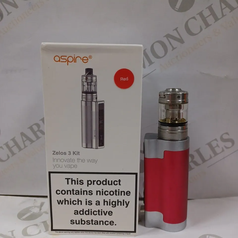 BOXED ASPIRE ZELOS 3 KIT METALLIC RED VAPE