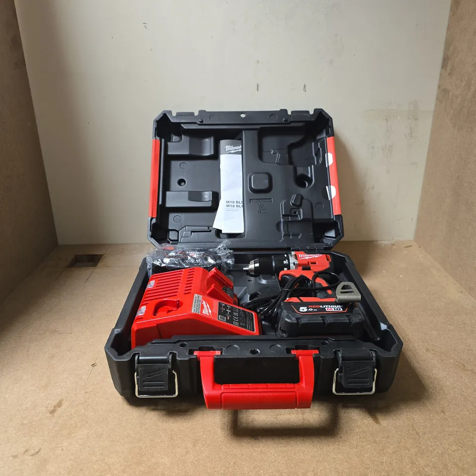 MILWAUKEE M18 RED LITHIUM 5.0AH CORDLESS COMBI DRILL IN CASE
