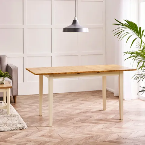BOXED ALISSAH SOLID WOOD FARMHOUSE EXTENDABLE DINING TABLE