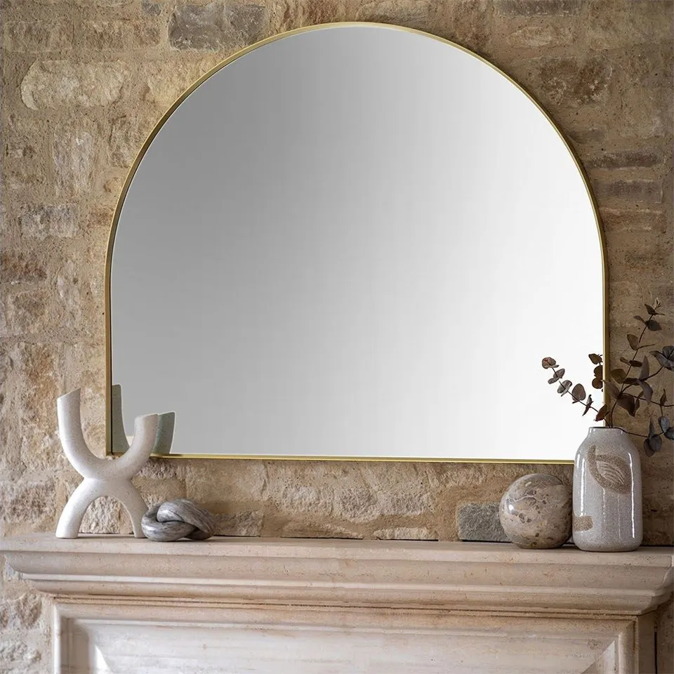 BOXED HOLWORTH OVERMANTLE MIRROR 110 x 90cm - GOLD (1 BOX)