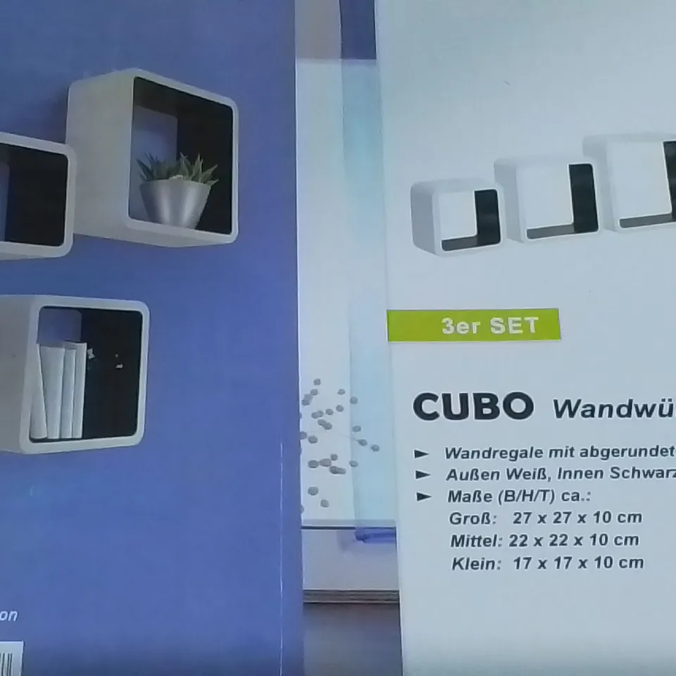 LOT OF 4 BOXED SETS OF CUBE WALL SHELF 3 PACKS IN WHITE 