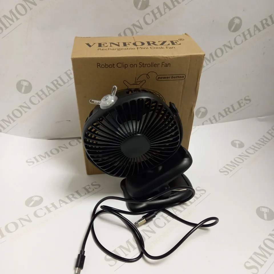 BOXED VENFORZE RECHARGEABLE DESK FAN 