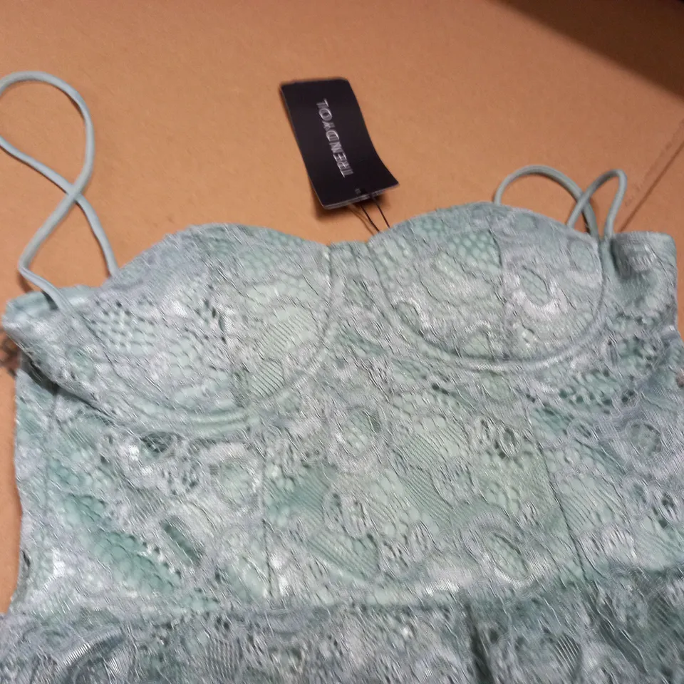 TRENDYDOLL MESH DETAIL DRESS IN MINT - UK 10
