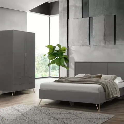 BOXED MARLO BED//SIZE: DOUBLE - CHARCOAL (2 BOXES)