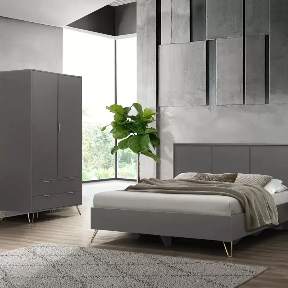BOXED MARLO BED//SIZE: DOUBLE - CHARCOAL (2 BOXES)