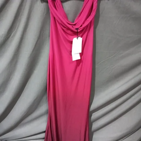 CLUB LONDON TWISTED ASYMMETRIC MAXI DRESS IN BERRY OMBRE – UK 12