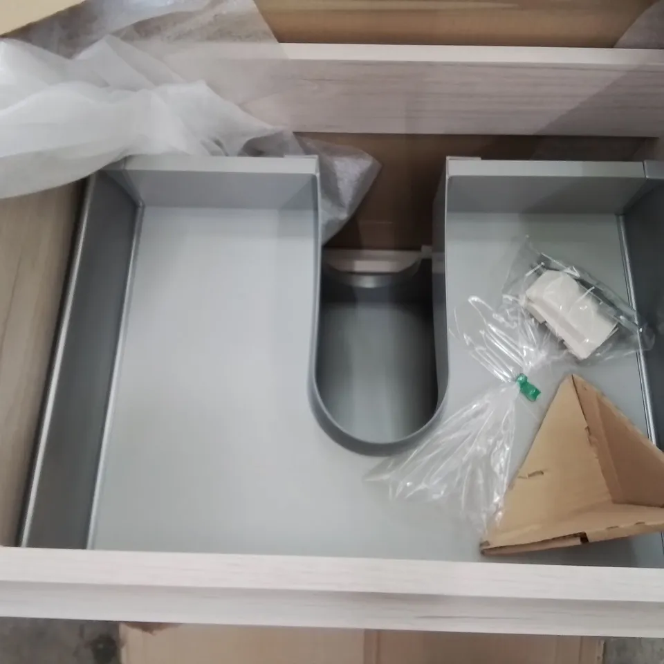 BOXED AS NEW CALYPSO BRENTA WALL HUNG VANITY UNIT - 600MM IN LIMED OAK