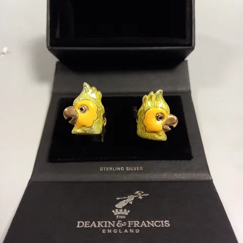 DEAKIN & FRANCIS PARROT DESIGN SILVER CUFF LINKS