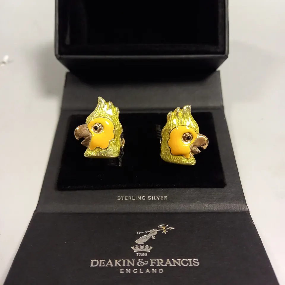 DEAKIN & FRANCIS PARROT DESIGN SILVER CUFF LINKS  