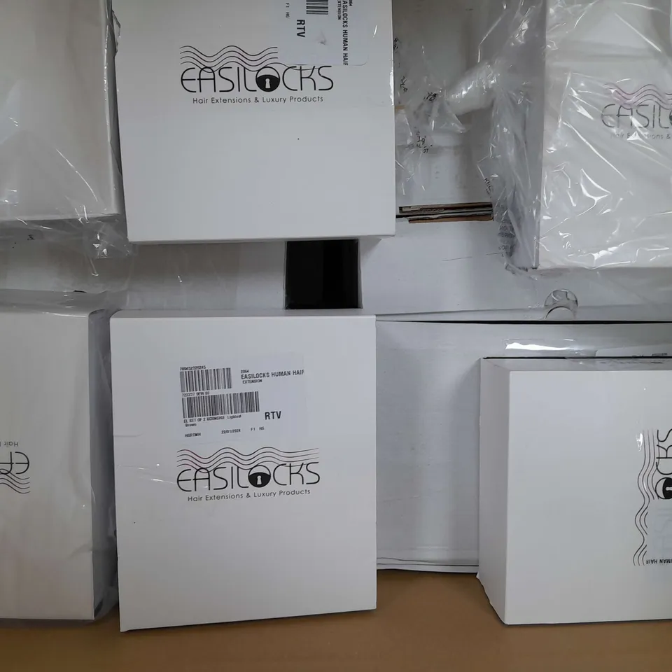 BOX OF APPROXIMATELY 20 ASSORTED HAIR PRODUCTS IN VARIOUS STYLES, COLOURS, AND SIZES