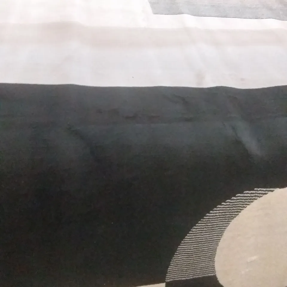 SOFT BEIGE GREY BLACK GEOMETRIC RUG - 159 X 230CM 